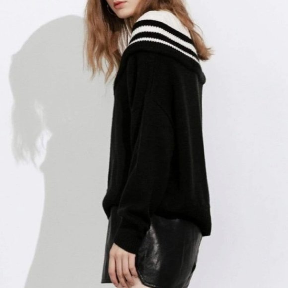 J. Ing Varsity Black Mixed Sweater - Picture 2 of 13